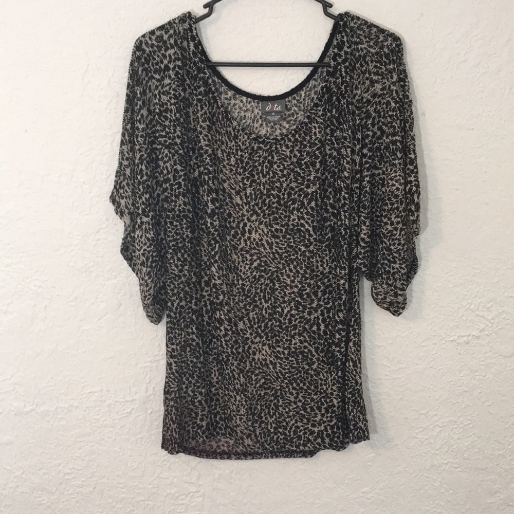 Semi sheer top with animal print